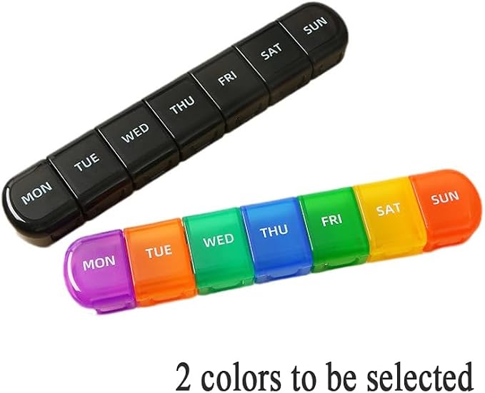 Weekly Pill Organizer Case, Large 7-Day Daily Pill Box Container | Colorful Portable Detachable Medicine Dispenser, Meds Reminder Holder for Medication, Vitamin, Fish Oil, Supplements, Capsule