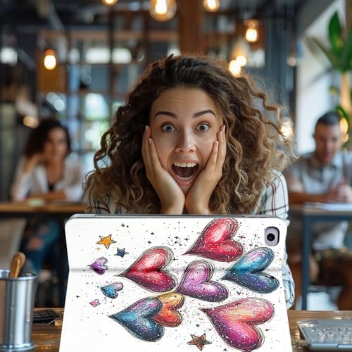 for Microsoft Surface Go 4/3/2/1-10.5" 2021 Tablet Case,Auto Wake/Sleep,Adjustable Stand Protective Cover - Colorful Heart