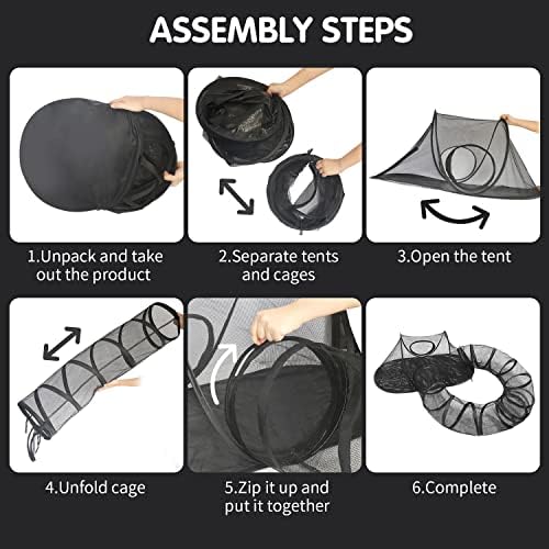 Rest-Eazzzy Outdoor Cat Enclosures, Portable Cat Tent for Outside Enclosure for Indoor Cats, Catio Outdoor Cat Enclosure for Kitty and Small Animals, Cat Playpen with Tunnel, Storage Bag | Pop Up Catio, Waterproof PE Base, Anti-Bug Mesh, Firm Steel Rod...