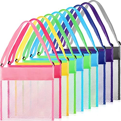 Frienda 15 Pack Mesh Beach Tote Bag | Seashell Bags, Bag Organizer Toys for Holding Beach Children' Toys Market Picnic