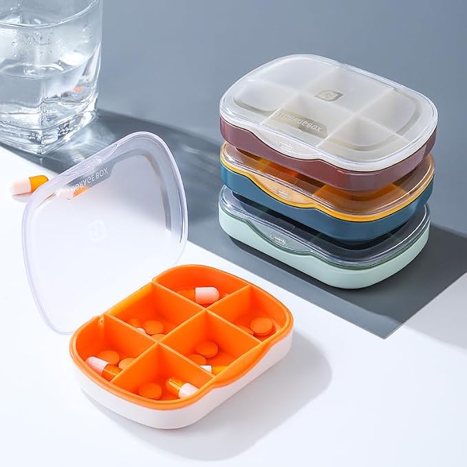 Travel Pill Organizer Box, Small Pill Case Holder Daily Medicine | Reminder for Vitamin Supplement Pocket Pharmacy Medicine Dispenser Purse Cute Tablet Fish Oil Capsule Container 6 Compartment