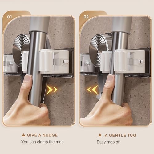 Easy Installation Wall Mounted Broom and Mop Holder Suction Cup Hanger for Kitchen Bathroom Space Organization Mop Hanger Organizers