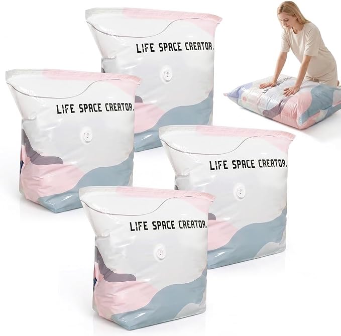 No‑Pump Vacuum Storage Bags, 2026 New Extra Large Space Saver Bag, Press & Seal Reusable Space Saver Bags, No Pump Needed, for Jumbo Clothes Bedding,Comforters,Off‑Season Gear (2, 100x80x30cm)