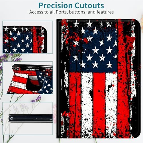 Case for Samsung Galaxy Tab A 8.0" 2019 SM-T290/T295, 360 Degree Rotating Stand with Multi-Angle Vertical & Horizontal Viewing Shockproof Protective Shell for Women Men, Vintage Black Flag