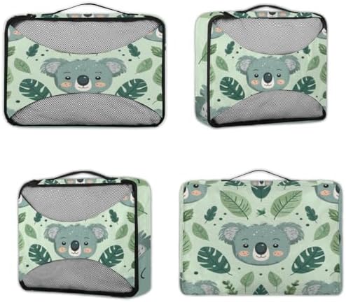 Koala 4 Set Packing Cubes Luggage Organizer Bags for Travel Accessories and Essentials, Cartoon Koala
