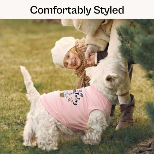 Parisian Pet Dog Shirt – 100% Cotton Shirts for Large Dogs – Pink Sleeveless Puppy Clothes – Lightweight and Breathable Dog Birthday Shirt – Girl Dogs Clothes - Stretchy Pet T Shirts