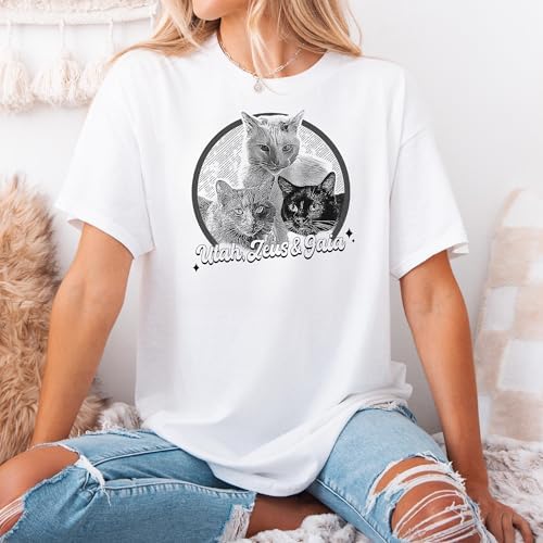 Chillever Personalized Dog Potrait Hoodie, Custom Photo Dog Mom Shirt, Sweatshirt, Gift for Dogs Cat Lovers
