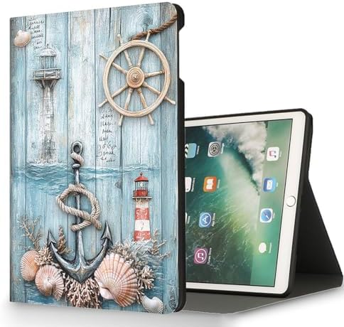 for Microsoft Surface Pro X/Pro X Plus-13 2019/2020/2021/2024 Tablet Case,Auto Wake/Sleep,Adjustable Stand Protective Cover - Nautical Lighthouse Anchor