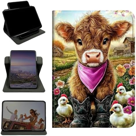 Case for Samsung Galaxy Tab A 8.4" 2020 SM-T307, 360 Degree Rotating Stand with Multi-Angle Vertical & Horizontal Viewing Shockproof Protective Shell for Women Men, Rooster Yellow Cow