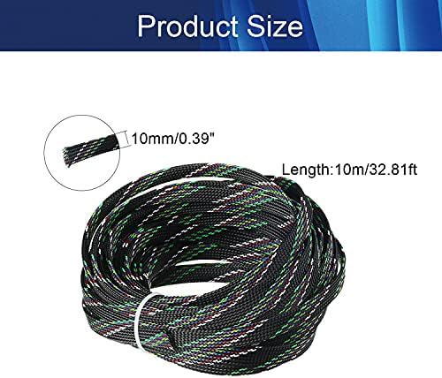 Jutagoss PET Expandable Braided Cable Sleeve, 32.8ft - 3/8 inch Multicolor Cable Management Sleeve, Wire Loom Tube Cord Protector for USB Cable, Power Cord, Audio Video and More, 1Pc