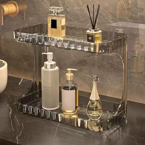 Double Deck Bathroom Shelf Strong Frame PET Easy Installation Space Saving Storage Rack