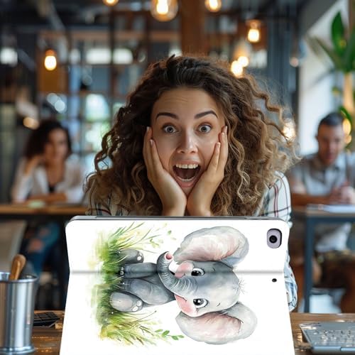 for Microsoft Surface Pro X/Pro X Plus-13 2019/2020/2021/2024 Tablet Case,Auto Wake/Sleep,Adjustable Stand Protective Cover - Cute Elephant
