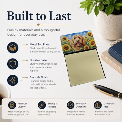Caroline's Treasures Otterhound in Sunflowers Watercolor Sticky Note Holder Refillable Dispenser Desk Accessory 3x3 Pad Gift