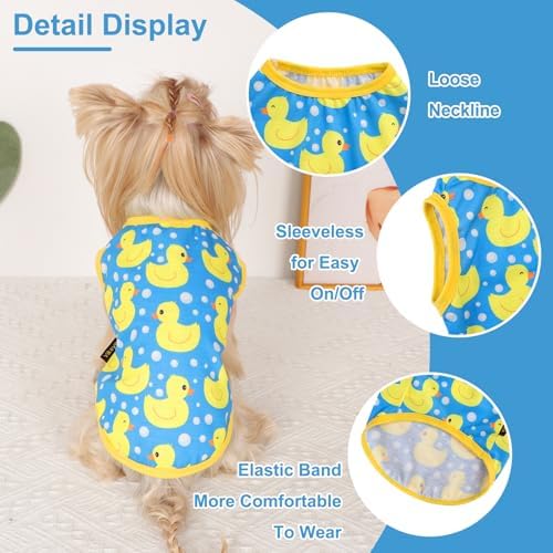 Dog Shirt Vest Dog Clothes for Small Dogs Boy Girl Stretchy Summer Puppy T-Shirts Soft Breathable Lightweight Puppy Sweatshirt Pet Cat Outfit (Blue Duck, Medium)