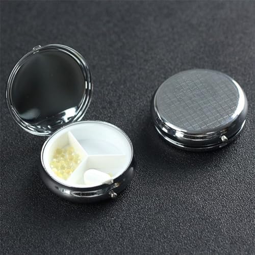 Garden Blossoming Wildflowers Birds Leaves Branches Printed Pill Organizer,Round Travel Pill Organizer Mini Medicine Pill Box for Purse Iron Plating