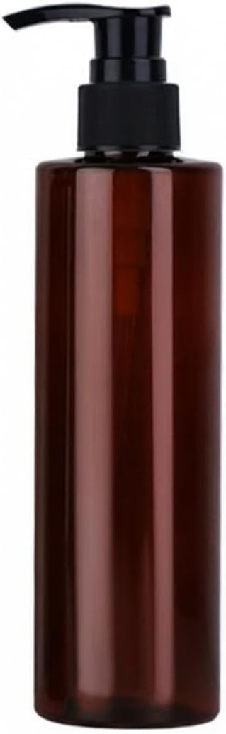 Amber PET Lotion Pump Bottle, Refillable Dispenser for Travel & Bathroom Storage, Black Finish