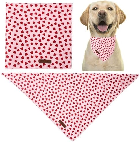 Valentine's Dog Bandana, UP URARA PUP Soft Cotton Adjustable Pet Scarf for Small, Medium, and Large Dogs, Cute and Comfortable Dog Accessory,L