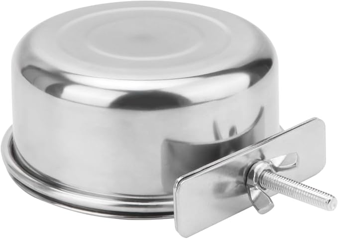 Wontee Pet Food Water Bowl Stainless Steel Feeding Cups Feeder, 2 Pcs, S | Rust-proof, securely mounted to prevent tipping, removable for easy refilling and cleaning, for dogs/cats/birds/rabbits