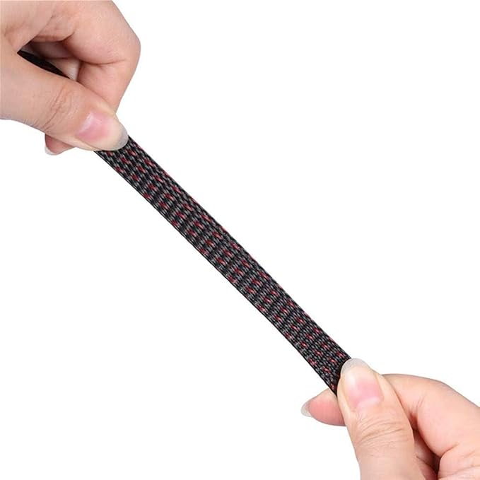 25ft - 1/2 Inch Cable Management Sleeve Protector,Wire Loom PET Expandable Wire Sleeving for Office TV Computer Home Theater Engine Bay Cord Organizer,Protect Cables from Pet Cat Dog Chewing,BlackRed
