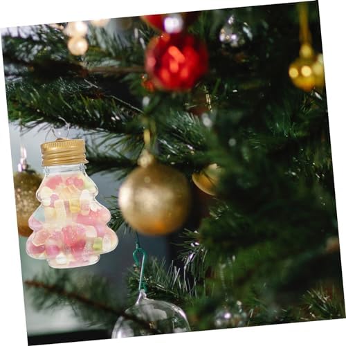 10pcs Christmas Tree Shaped Drink Containers Refillable Beverage Storage Jars with Cap Festive Decorations for Candy Juice and Holiday Parties