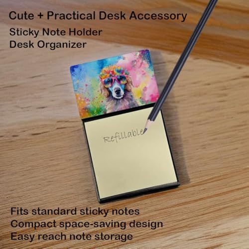 Caroline's Treasures Poodle Hippie Dawg Sticky Note Holder Refillable Dispenser Self-Sticky Note Pads, Memo Pads Blank Desk Accessories