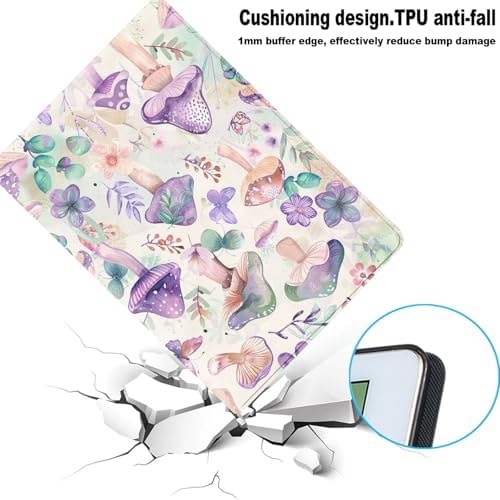 for Samsung Galaxy Tab S6 Lite 10.4" 2020/2022/2024 (SM-P620/P625/P613/P619/P615/P610) Tablet Protective Cover with Adjustable Stand and Magnetic Auto Wake/Sleep,Mushroom Flower Butterfly