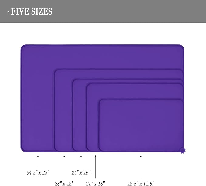 Reopet Waterproof Pet Feeding Mat, Non-Slip Silicone Placemats for Dog Cat Food and Water Bowl, High Raised Edges to Prevent Spills and Protect Floors