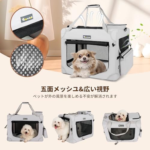 Large Cat Carrier for Cats Collapsible Soft Pet XL Crate for Large/Medium Cats 15lbs+ Car Travel Portable Bag with Water Bottle Slot Ideal for Long Trips (Blue, 20.0"L x 14.0"W x 14.0"H)