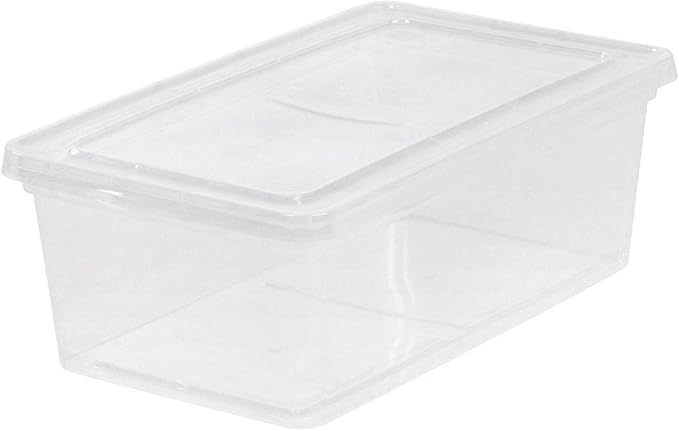IRIS USA 12-Pack 7 Qt Storage Bins with Lids, Clear, Stackable | Ideal for shoes, crafts, office supplies and pantry items, nestable design, transparent design makes contents easy to find
