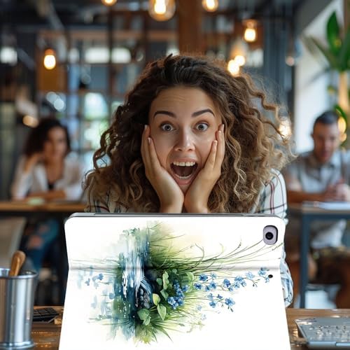 for Microsoft Surface Go 4/3/2/1-10.5" 2021 Tablet Case,Auto Wake/Sleep,Adjustable Stand Protective Cover - Watercolor Blue Flowers