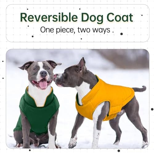 Lelepet Reversible Dog Coat Windproof Dog Jacket Lightweight Puffer Vest