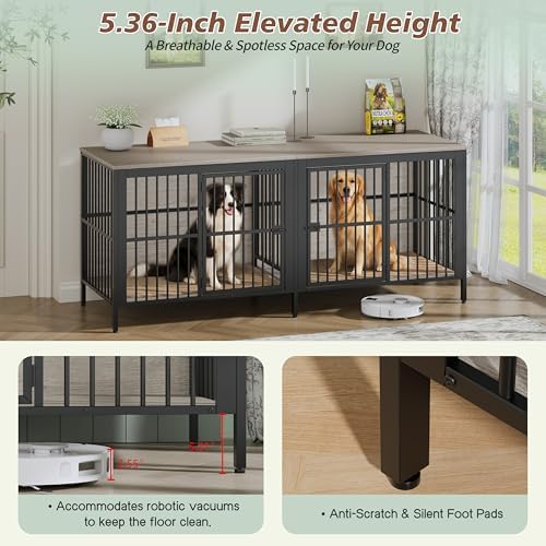Pet Dog Poultry Cage, Outdoor Chicken and Livestock Cage, Hamster | 3-in-1 furniture: dog crate, TV stand, side table. Heavy-duty steel & particleboard. 150LBS top/bottom load. Escape-proo