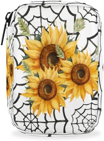 Pill Organizer Box Flower Spring Sunflower 7-Day Weekly Medicine Pill Case Travel Pill Container Portable Pill Holder Storage Purse Bag Small Compact Size for Vitamin Supplement Birth Control