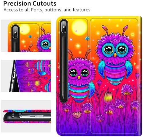Case for Samsung Galaxy Tab S8 Plus 2022/S7 FE 2021/S7 Plus 2020 12.4" | Slim Leather Smart Cover with Multi-Angle Anti-Slip Stand [Auto Wake/Sleep] Shell for Women Men, Honey Sunset