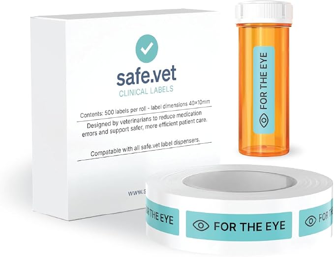 Dispensed Medication Veterinary Pharmacy Labels | Roll of 500 | Clinical-Grade Color-Coded Stickers for Medication Bottles (for The Eyes)