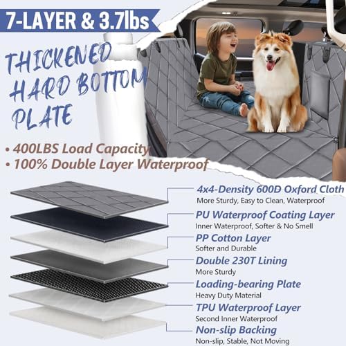 Dog Truck Seat Cover for Back Seat, Hard Bottom Pet Hammock, XL