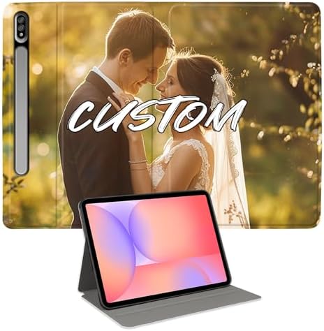 Custom Photo Personalized Flip Case for Samsung Galaxy Tab S8+/S8 Plus 12.4 inch(2022),Model Code: SM-X800/X806, Samsung Galaxy Tablet Customized Picture Text Leather Stand Cover Protective Case
