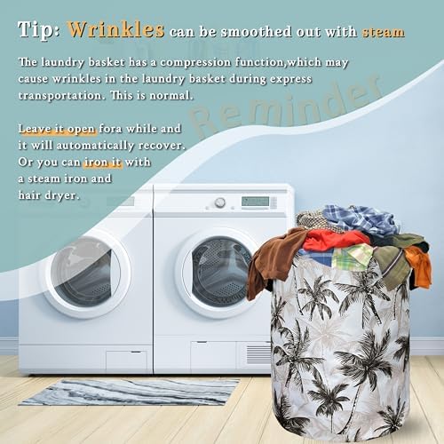 Tropical Palm Tree Laundry Basket Oxford Cloth Hamper 18.9"x16.5"