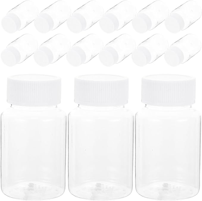 Generic 24pcs Ml Pet Plastic Medicine Bottle with Wide Mouth Opening and Visibility, Travel Pill Organizer Suitable for DIY Projects and Supplement Storage