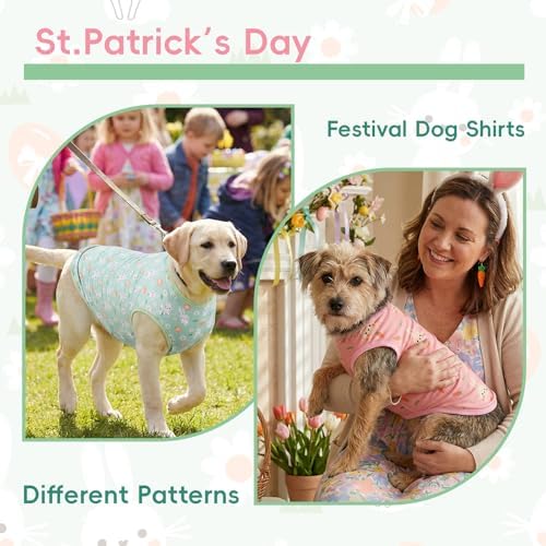 2-Pack Easter Dog Shirt Puppy Shirts with Bunny Egg Carrot Patterns Dog Rabbit Clothes Outfit Cotume Easter Pet Sleeveless T-Shirt Tank Tops Vest for Small Medium Large Dogs L
