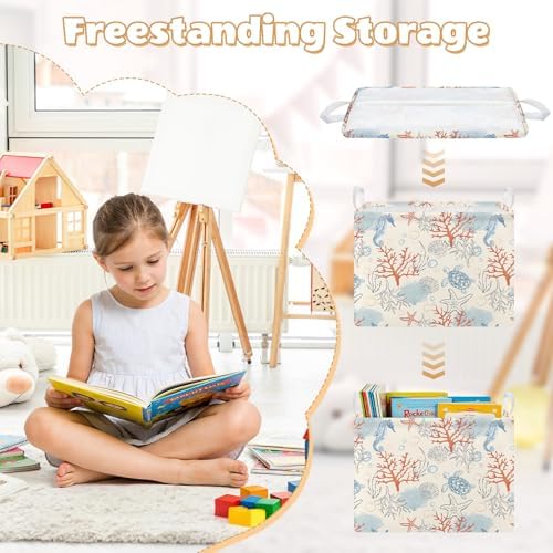 Collapsible Storage Basket Collapsible Fabric Laundry Basket with Handles | Spacious 15.7"×11.8"×11.8" size Folding Design Easy to Store Sturdy Fabric with Reinforced Handle Easy to Clean