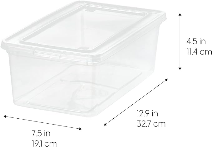IRIS USA 6-Pack 6 Qt Storage Bins with Lids, Clear, Stackable | Ideal for shoes, crafts, office supplies and pantry items, nestable design, transparent design makes contents easy to find