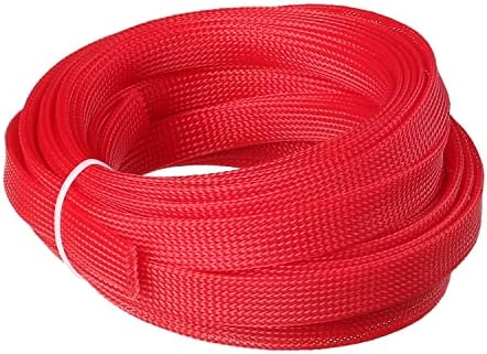 Othmro 10m/32.8ft PET Expandable Braid Organizing Cable Sleeving Flexible Wire Mesh Sleeve Red,Protecting Cables from Pets Chewing