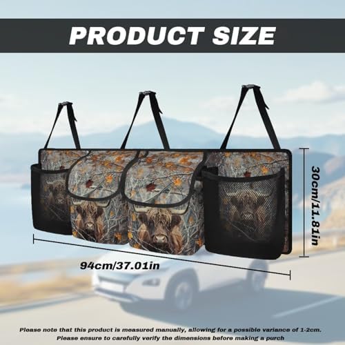 Highland Cow Car Trunk Organizer Hanging Car Back Seat Storage Bag Auto Cargo Bag Automotive interior Accessories for Most Sedans SUV Jeep Trucks MPV Van
