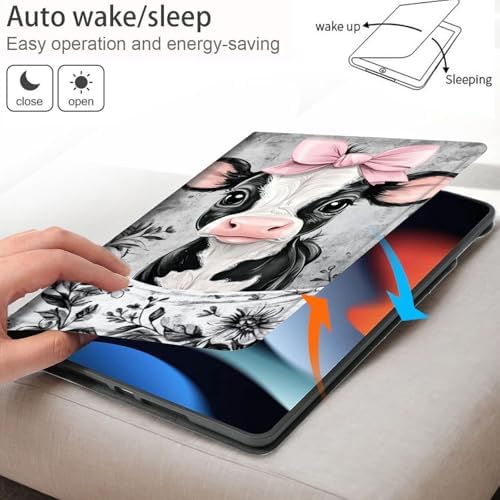 Bxgolkgd Tablet Case for Samsung Galaxy Tab A9 8.7 Inch 2023(SM-X110/X115/X117),Shockproof Stand Cover with Heat Dissipation,Auto Wake/Sleep Function,Cute Cow