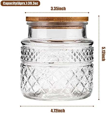 WHJY Glass Storage Container with Lid, Airtight Glass Jars, Farmhouse Tea Canister, Dog Treat Jar for Pet, Glass Candy Cookies Coffee Canister Jar Bath Salt Container - Round 47 oz