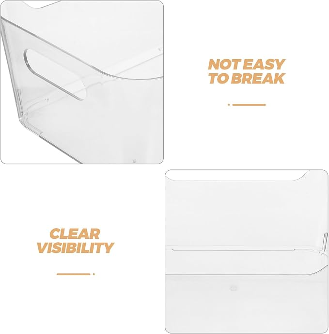 6pcs Plastic Storage Bin 9.84 Inch Pet Organizer for Kitchen | Fridge and Pantry Supplies, under Sink Use, Easy Clean Surfaces with Grip Handles, Multi-room Application and Extreme