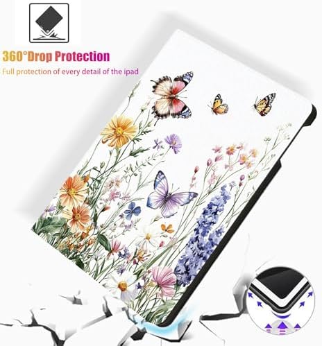 for Microsoft Surface Pro X/Pro X Plus-13 2019/2020/2021/2024 Tablet Case,Auto Wake/Sleep,Adjustable Stand Protective Cover - Watercolor Butterfly Flower