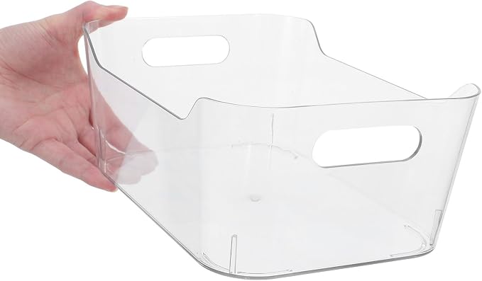 6pcs Plastic Storage Bin 9.84 Inch Pet Organizer for Kitchen | Fridge and Pantry Supplies, under Sink Use, Easy Clean Surfaces with Grip Handles, Multi-room Application and Extreme