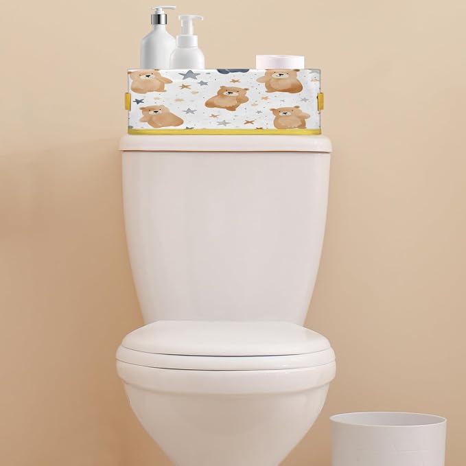 Star Bear Bathroom Storage Basket Waterproof Foldable Storage Bins with Handles Decorative Toilet Paper Storage Basket for Organizing for House Bathroom Toiletries Set of 2